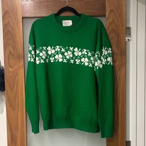Vintage Green Shamrock Stripe Knit Sweater